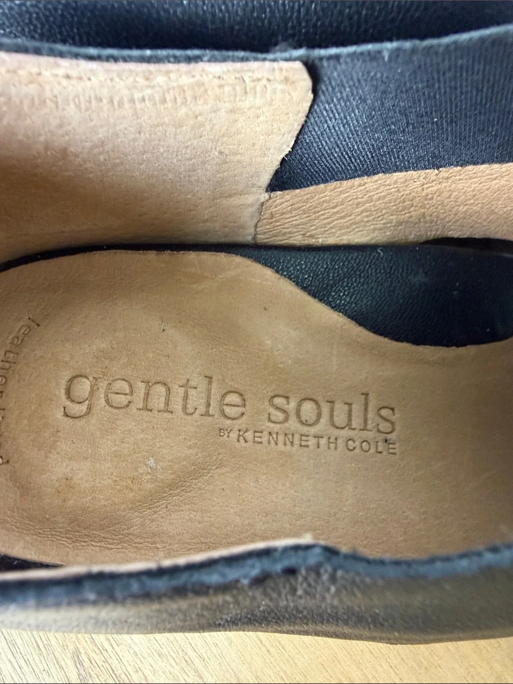 gentle souls Black Leather Open-Toe Wedge Sandals